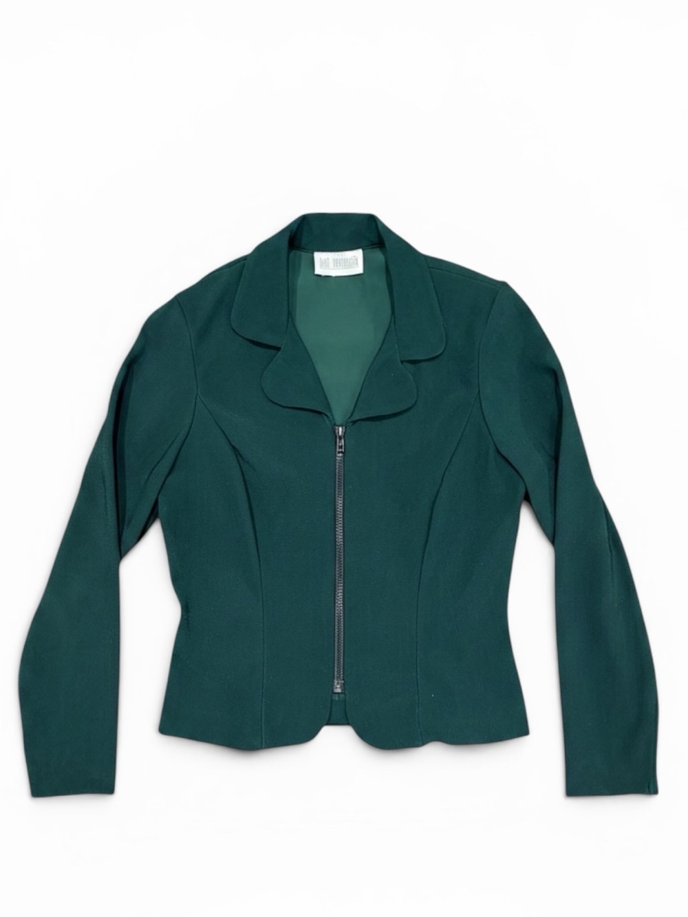 Vintage Jodi Michaels Tailored Forest Green Zip-Front Blazer
